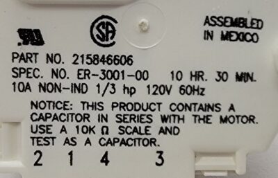 Genuine Refrigerator Frigidaire Defrost Timer Part#215846606 - Image 4