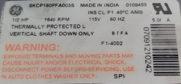 Genuine Washer GE Motor Part#5KCP160FFA003S - Image 5