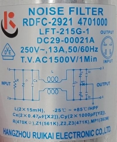 Genuine Washer Samsung Noise Filter Part#DC29-00021A - Image 4