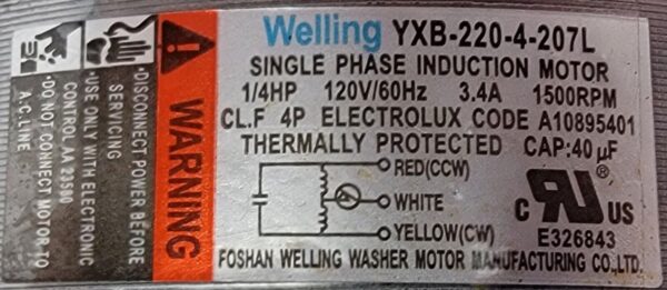 Genuine Washer/Dryer Frigidaire Motor Part#YXB-220-4-207L - Image 5