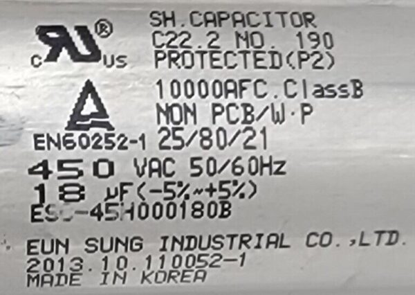 Genuine Refrigerator Kenmore Capacitor Part#ESC-45H000180B - Image 4