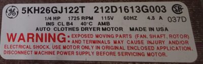 Genuine Dryer GE Drive Motor w/Blower Part#212D1613G003 - Image 5